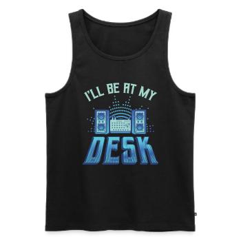 Je serai sur mon bureau Dj ingénieur du son - Débardeur bio Premium Homme - noir - Devant - Michal (187cm)