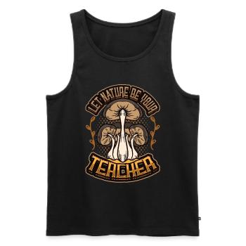 Laissez la nature être votre professeur, champignon - Débardeur bio Premium Homme - noir - Devant - AI Model Male 178 light (178cm)