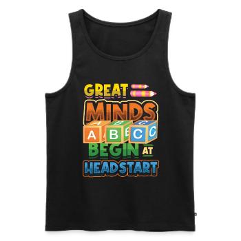 Great minds start with a head start, Abcd Teacher - Men's Premium Organic Tank Top - black - Front - AI Model Male 178 light (178cm)