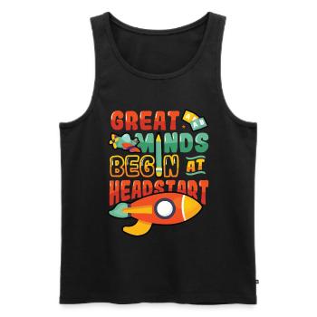 Great minds start with a head start, Abcd Teacher - Men's Premium Organic Tank Top - black - Front - AI Model Male 178 light (178cm)
