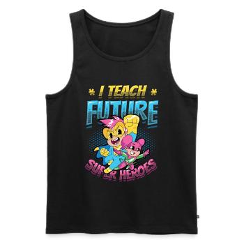 I teach superheroes - Men's Premium Organic Tank Top - black - Front - AI Model Male 178 light (178cm)