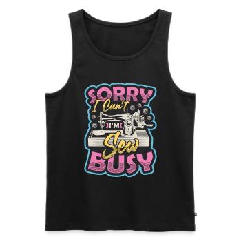 Sorry, I can't sew busy - Men's Premium Organic Tank Top - black - Front - Michal (187cm)