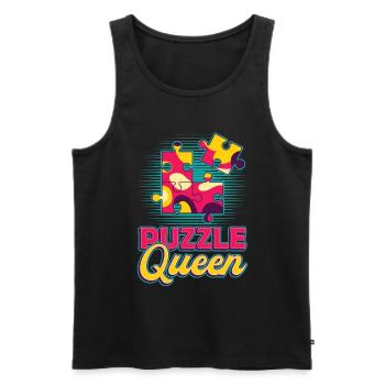 Puzzle Queen, jeu de réflexion - Débardeur bio Premium Homme - noir - Devant - Michal (187cm)