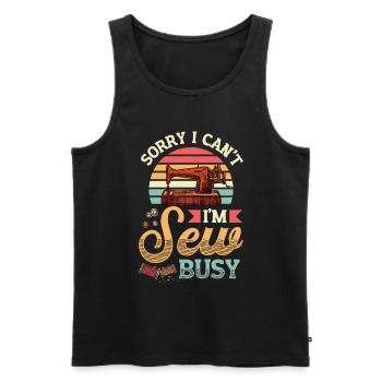 Sorry, I can't sew busy - Men's Premium Organic Tank Top - black - Front - Michal (187cm)