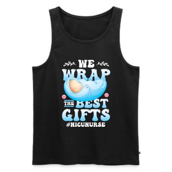 We wrap the best gifts - Men's Premium Organic Tank Top - black - Front - AI Model Male 178 light (178cm)