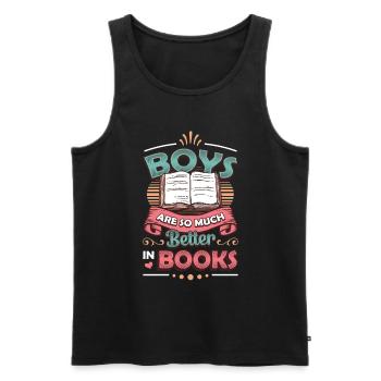 Les garçons sont tellement meilleurs pour lire des livres. - Débardeur bio Premium Homme - noir - Devant - Michal (187cm)