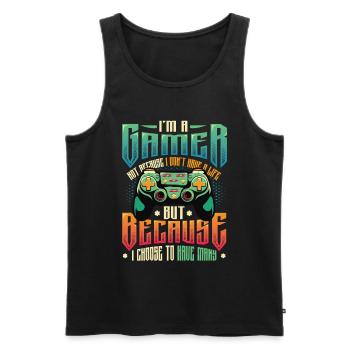 Gamers Have Many Lives Video Games Boys Play - Men's Premium Organic Tank Top - black - Front - AI Model Male 178 light (178cm)