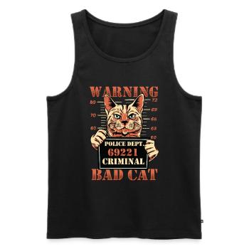 Warning Bad Cat Mug Shot Cat - Men's Premium Organic Tank Top - black - Front - Michal (187cm)
