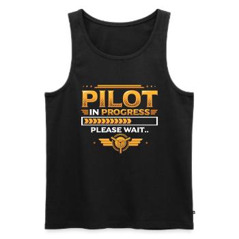 Pilot in progress, please wait, aircraft training - Men's Premium Organic Tank Top - black - Front - AI Model Male 178 light (178cm)