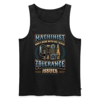 Les opérateurs de machines ont des problèmes de tolérance - Débardeur bio Premium Homme - noir - Devant - AI Model Male 178 light (178cm)