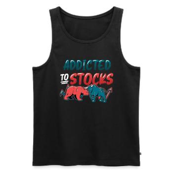 Addicted to Stocks, Bull Bear Stock Market - Men's Premium Organic Tank Top - black - Front - AI Model Male 178 light (178cm)