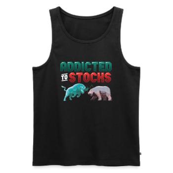 Addicted to Stocks, Bull Bear Stock Market - Men's Premium Organic Tank Top - black - Front - AI Model Male 178 light (178cm)