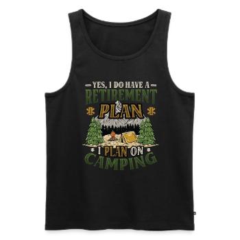 Retirement plan camping, retirement camper - Men's Premium Organic Tank Top - black - Front - AI Model Male 178 light (178cm)