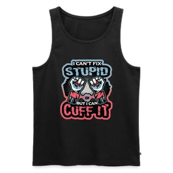Ich Kann Dummheit Nicht Beheben - Männer Premium Bio Tank Top - Schwarz - Vorne - Michal (187cm)