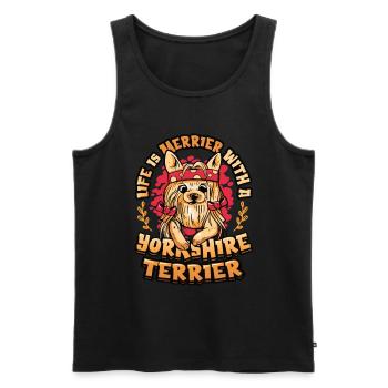 Life is funnier with a Yorkshire Terrier - Men's Premium Organic Tank Top - black - Front - Michal (187cm)