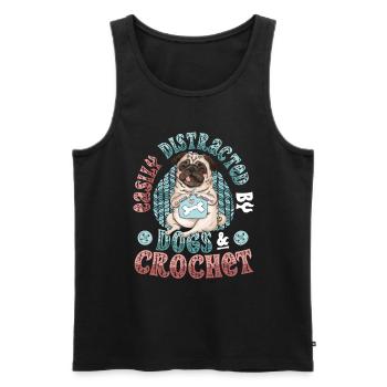 Facilement distrait par les chiens et le crochet - Débardeur bio Premium Homme - noir - Devant - Michal (187cm)