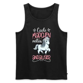 Coole Mädchen reiten Andalusier - Männer Premium Bio Tank Top - Schwarz - Vorne - Michal (187cm)