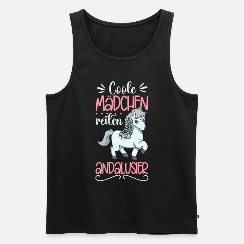 Coole Mädchen reiten Andalusier - Männer Premium Bio Tank Top - Schwarz