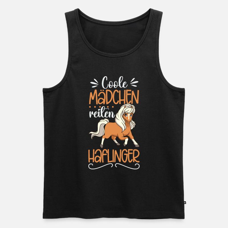 Coole Mädchen reiten Haflinger - Männer Premium Bio Tank Top - Schwarz