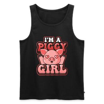 Im A Piggy Girl, Schweineliebhaber - Männer Premium Bio Tank Top - Schwarz - Vorne - Michal (187cm)