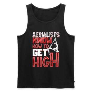 Les acrobates savent planer - Aerial Silk - Débardeur bio Premium Homme - noir - Devant - AI Model Male 178 light (178cm)