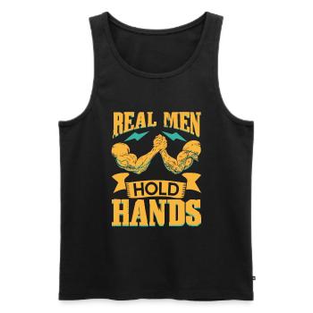 Real men hold hands - Arm Wrestling - Men's Premium Organic Tank Top - black - Front - Michal (187cm)