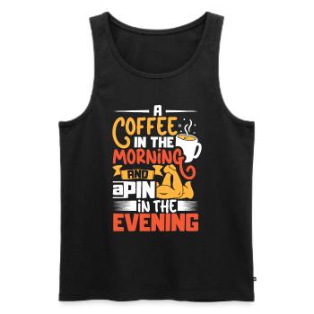 A coffee in the morning - arm wrestling - Men's Premium Organic Tank Top - black - Front - Michal (187cm)