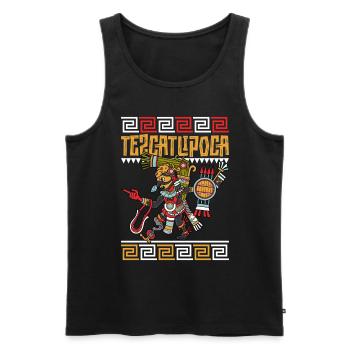 Aztec god of the night - Tezcatlipoca - Men's Premium Organic Tank Top - black - Front - AI Model Male 178 light (178cm)