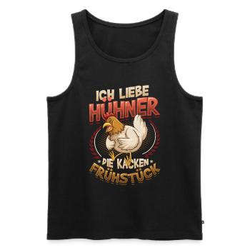 Ich Liebe Hühner, Die Kacken Frühstück - Männer Premium Bio Tank Top - Schwarz - Vorne - Michal (187cm)