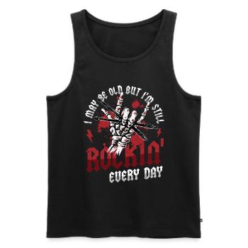 I may be old, but I'm still rocking - Men's Premium Organic Tank Top - black - Front - AI Model Male 178 light (178cm)