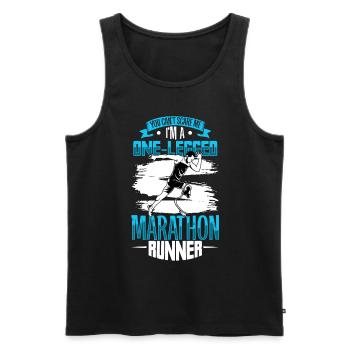 Fearless marathon runner with prosthetic running - Men's Premium Organic Tank Top - black - Front - AI Model Male 178 light (178cm)