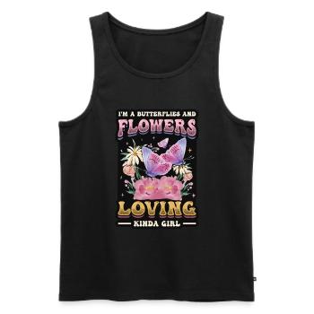 J’aime les papillons et les fleurs - Débardeur bio Premium Homme - noir - Devant - AI Model Male 178 light (178cm)