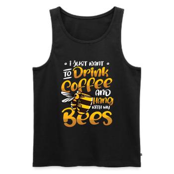 Ich Will Nur Kaffee Trinken Und Mit Bienen hängen - Männer Premium Bio Tank Top - Schwarz - Vorne - Michal (187cm)