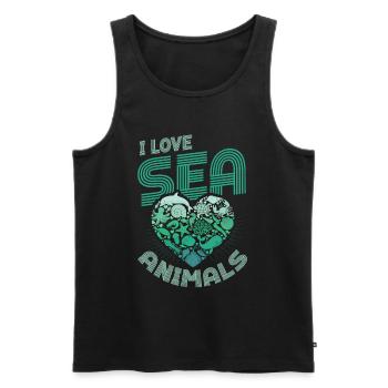 Ich Liebe Meerestiere, Herzform - Männer Premium Bio Tank Top - Schwarz - Vorne - Michal (187cm)