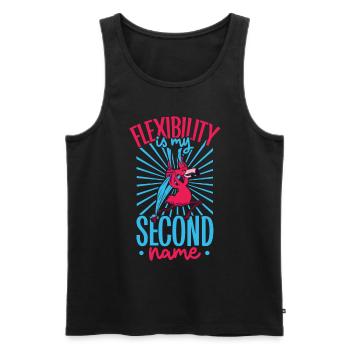 Flamingo beim Aerial Silks - Männer Premium Bio Tank Top - Schwarz - Vorne - AI Model Male 178 light (178cm)