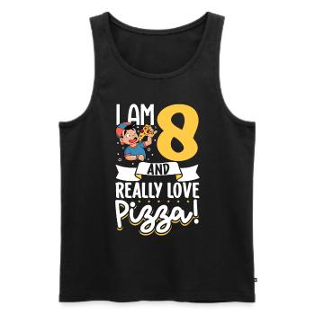 I'm 8 - Boy Pizza - Men's Premium Organic Tank Top - black - Front - Michal (187cm)