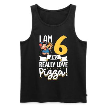Ich bin 6 - Jungen Pizza - Männer Premium Bio Tank Top - Schwarz - Vorne - Michal (187cm)