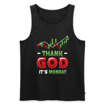 Thank goodness it's Monday, stock trader - Men's Premium Organic Tank Top - black - Front - Michal (187cm)