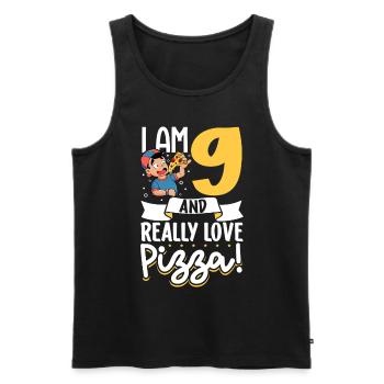 I'm 9 - Boy Pizza - Men's Premium Organic Tank Top - black - Front - Michal (187cm)
