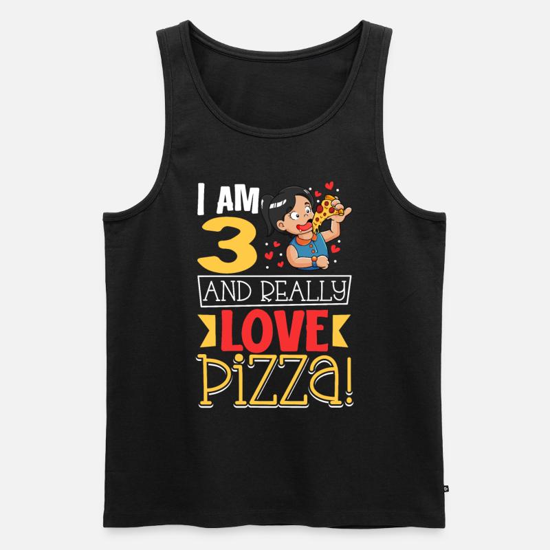 Ich bin 3 - Mädchen Pizza - Männer Premium Bio Tank Top - Schwarz