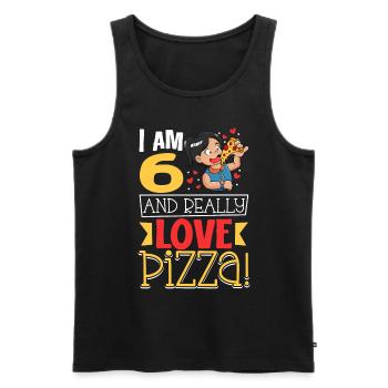 I'm 6 - Girls Pizza - Men's Premium Organic Tank Top - black - Front - Michal (187cm)
