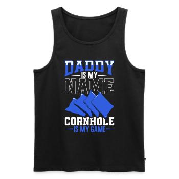 Ich heiße Papa und mein Spiel ist Cornhole - Männer Premium Bio Tank Top - Schwarz - Vorne - AI Model Male 178 light (178cm)