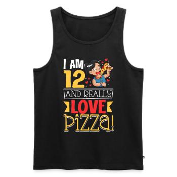 Ich bin 12 - Mädchen Pizza - Männer Premium Bio Tank Top - Schwarz - Vorne - Michal (187cm)