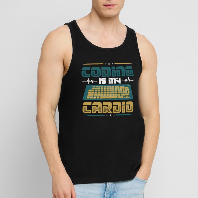 Coding Is My Cardio, Code Programmer Men's Premium Organic Tank Top