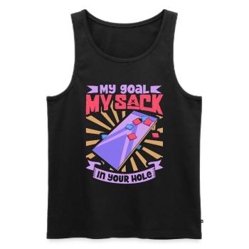 Mein Sack in dein Loch - Cornhole - Männer Premium Bio Tank Top - Schwarz - Vorne - AI Model Male 178 light (178cm)