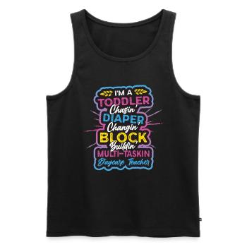 Kleinkind Jagt Windel, Wechselnde Tagesmutter - Männer Premium Bio Tank Top - Schwarz - Vorne - Michal (187cm)