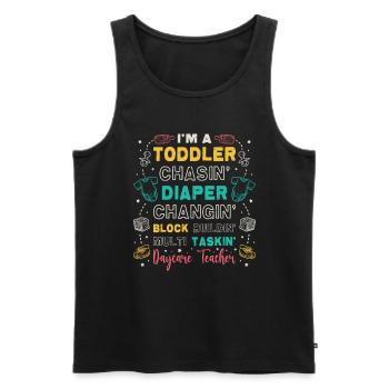 Kleinkind Jagt Windel, Wechselnde Tagesmutter - Männer Premium Bio Tank Top - Schwarz - Vorne - Michal (187cm)