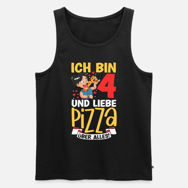 Ich bin 4 - Mädchen Pizza - Männer Premium Bio Tank Top - Schwarz