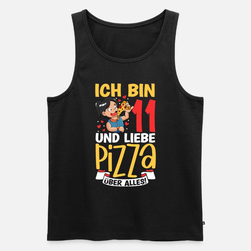 Ich bin 11 - Mädchen Pizza - Männer Premium Bio Tank Top - Schwarz