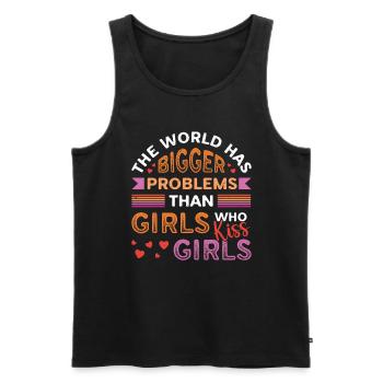 Des problèmes plus importants que les filles, embrasser les filles - Débardeur bio Premium Homme - noir - Devant - Michal (187cm)